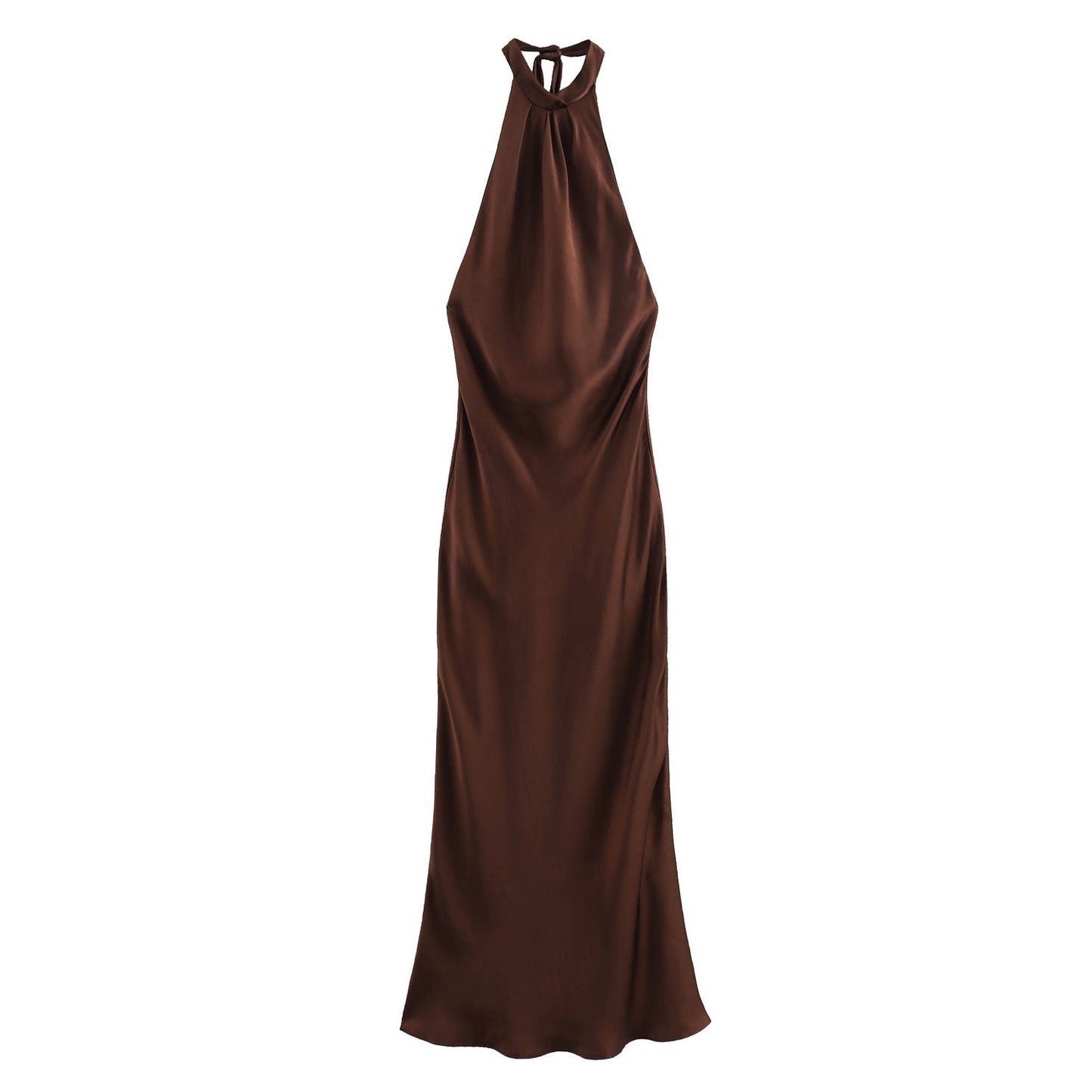 Robe longue pour femme, dos nu, en satin, avec découpe goutte d'eau, de berg-feldt