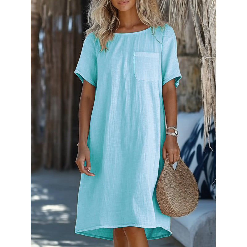 Robe col rond en coton et lin par Fudus