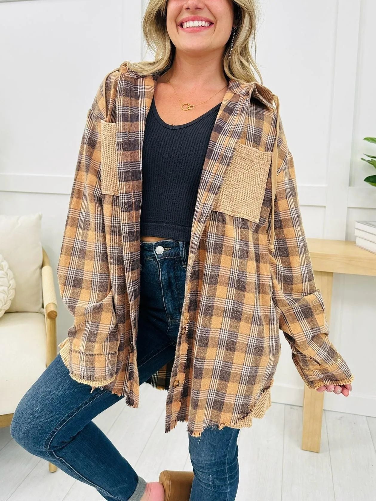 Chemise à carreaux en flanelle Berg-feldt pour femme, coupe ample