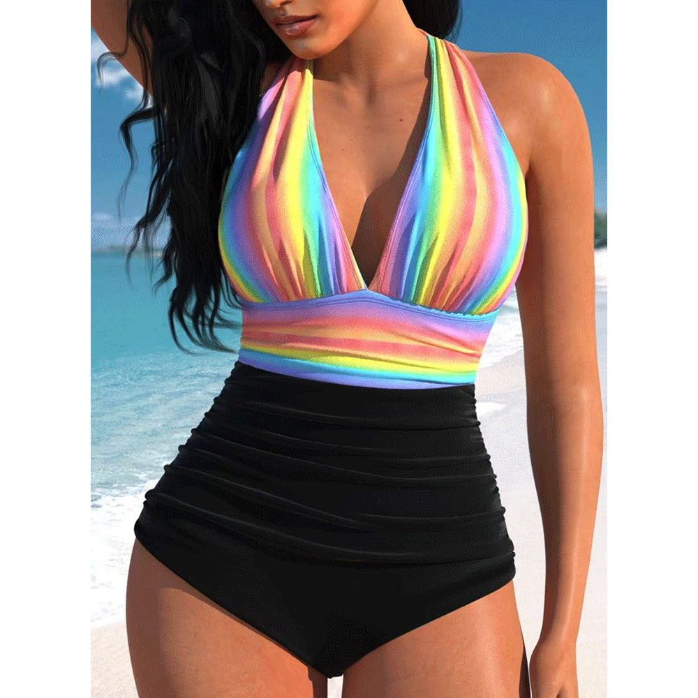 Maillot de bain femme Berg-Feldt avec décolleté en V profond et fronces