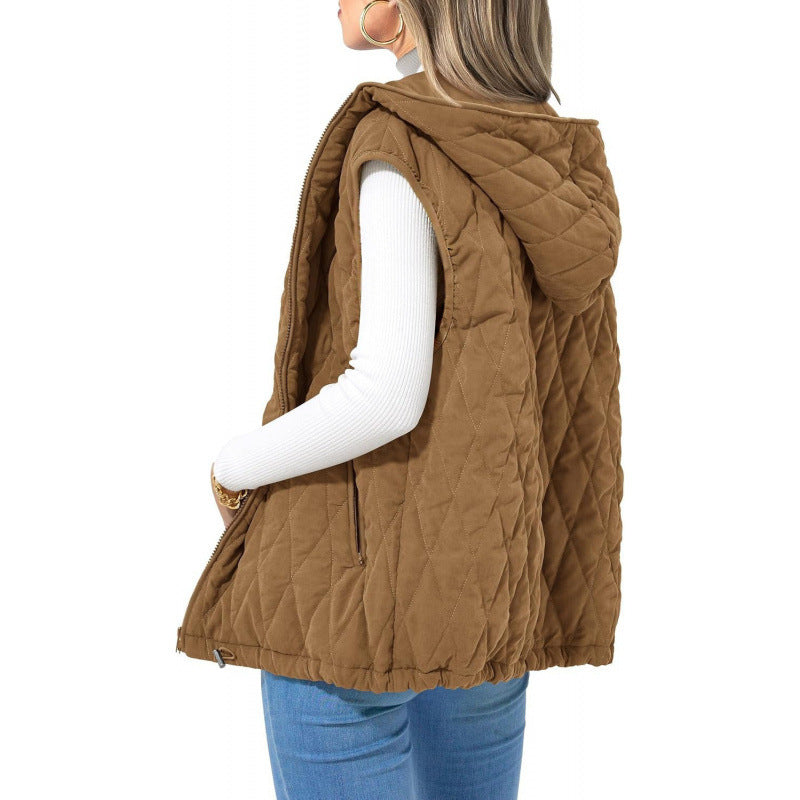 Women's quilted vest with hood and side zip pockets Berg-Feldt