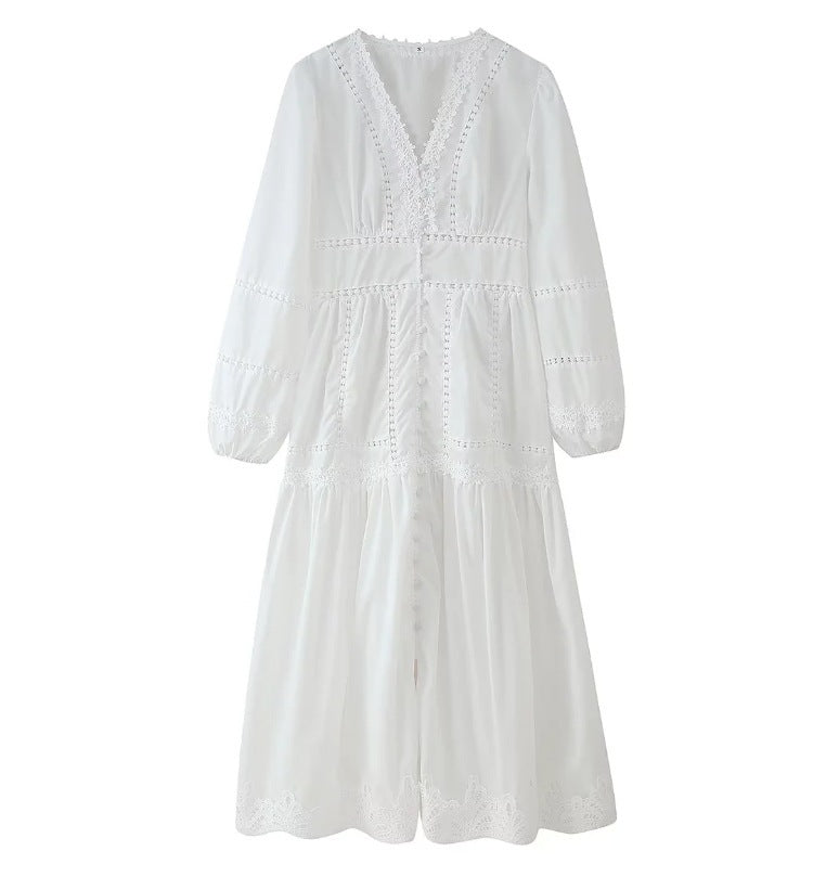 Robe midi à manches longues brodée Berg-Feldt pour femme