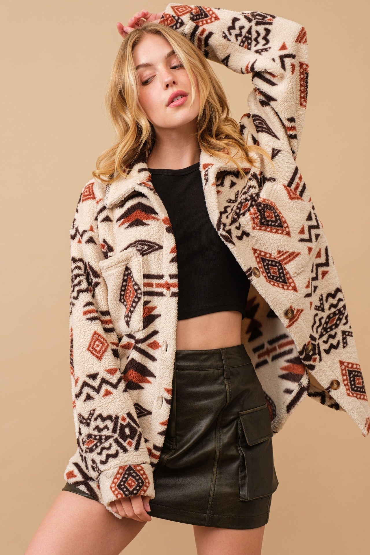 Berg-Feldt | Retro Plüschjacke mit Reverskragen