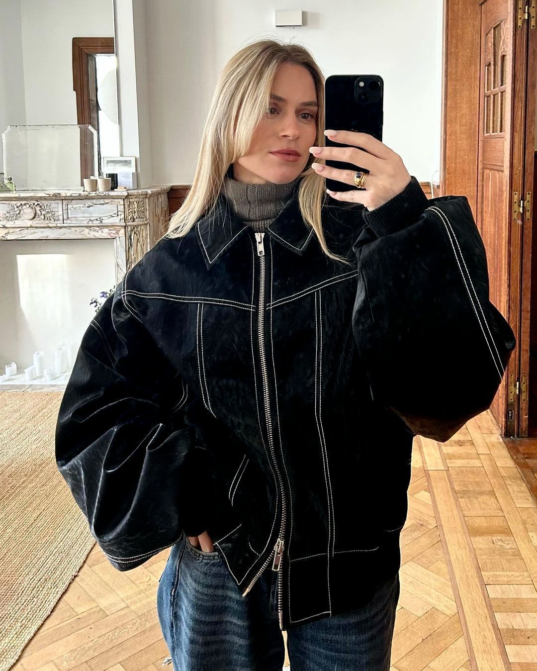 Damen Oversized Kunstleder-Jacke Berg-Feldt