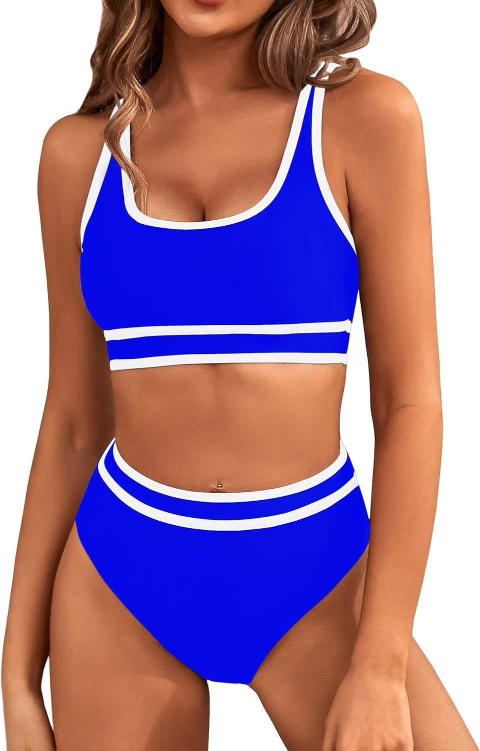 Haut de maillot de bain sportif pour femme avec larges bretelles et échancrure haute de berg-feldt