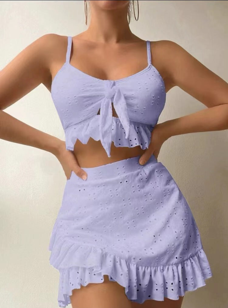 Ensemble crop top et jupe Berg-Feldt pour femme avec volants