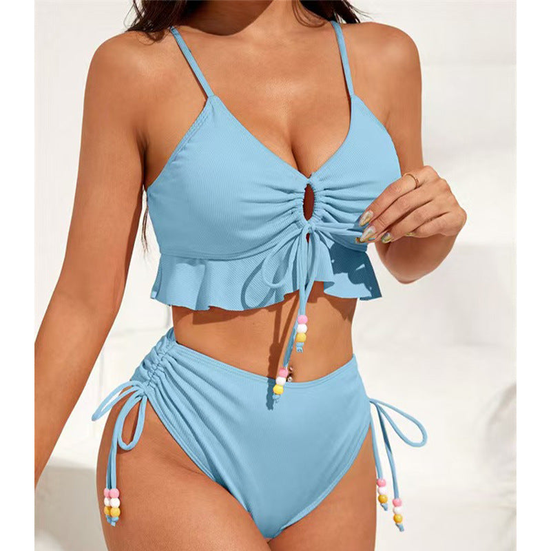 Ensemble de bikini taille haute à volants et bretelles réglables pour femme berg-feldt