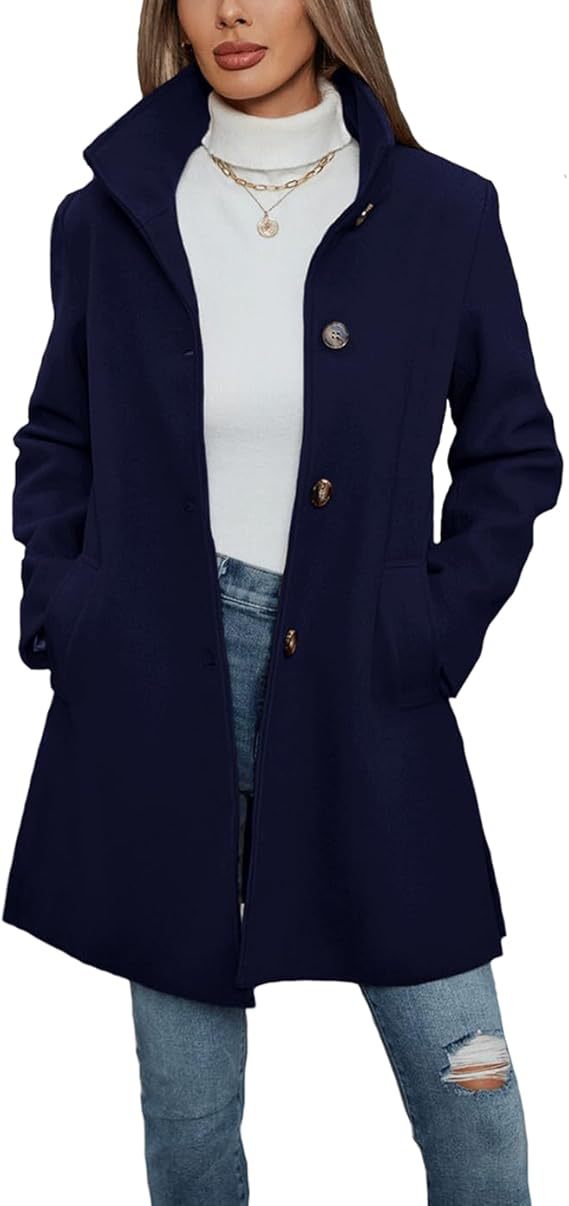 Manteau en laine élégant pour femme avec col montant et poches pratiques Berg-Feldt