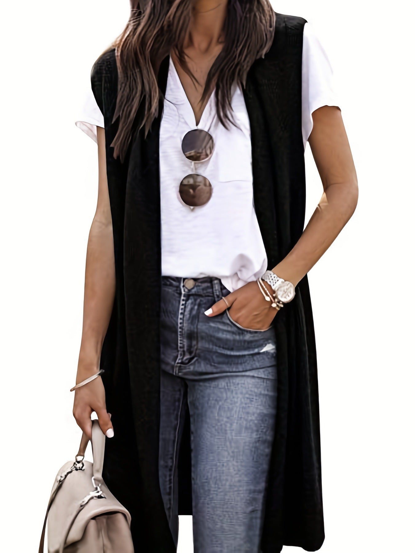 Cardigan long tricoté pour femme avec fentes latérales Berg-Feldt