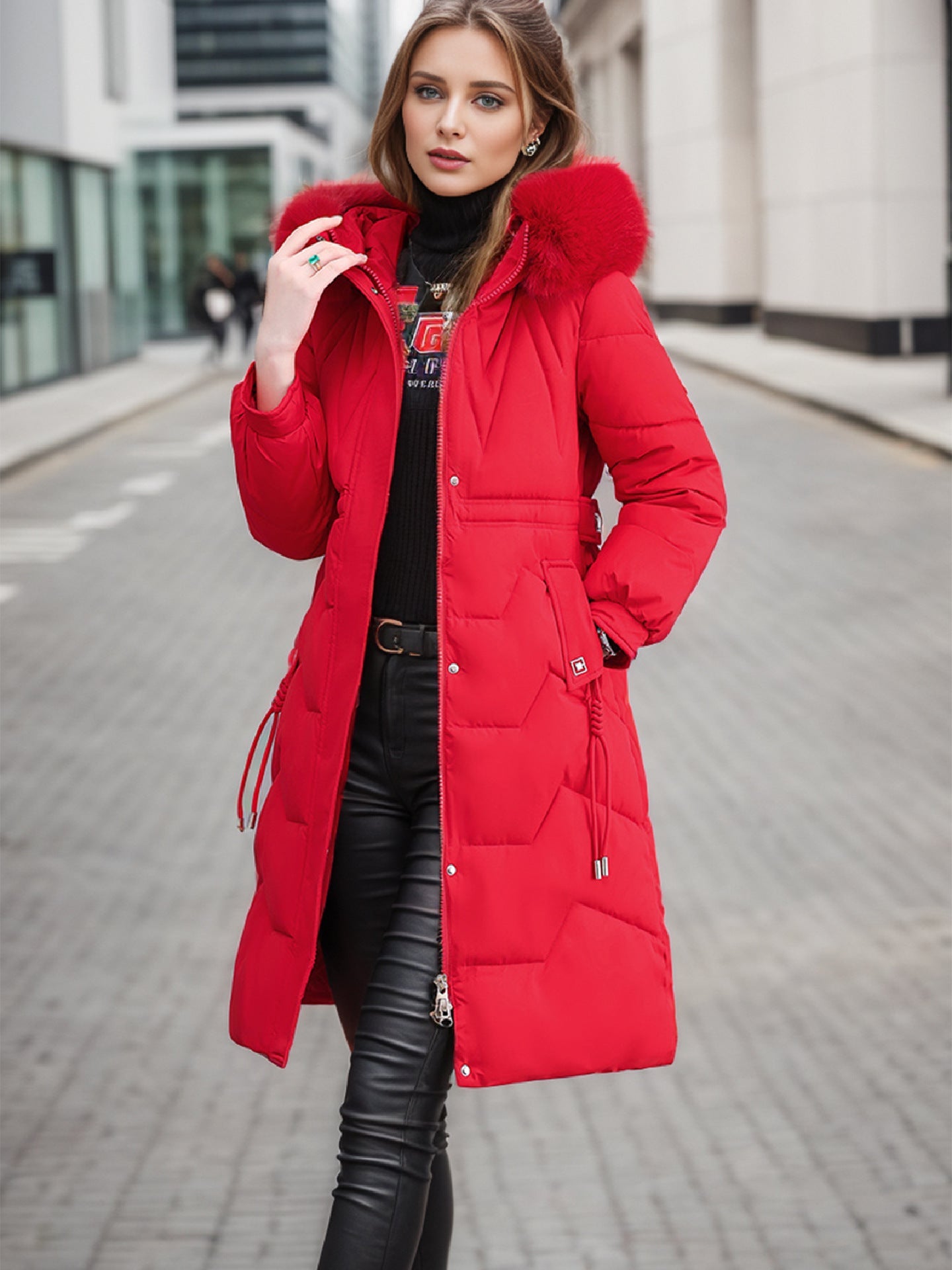 Manteau d'hiver élégant et isolant pour femme avec col amovible en fausse fourrure Berg-Feldt