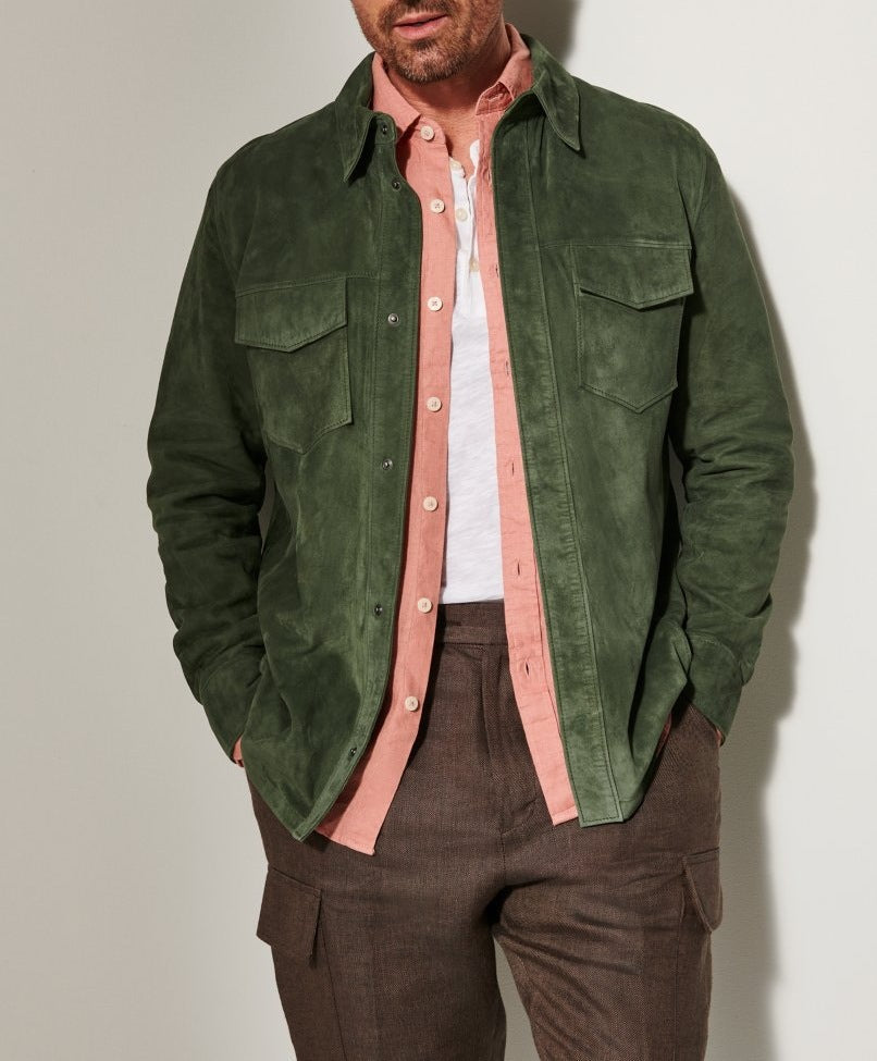 Herren Suede Jacke mit zwei aufgesetzten Taschen und modernem Schnitt Berg-Feldt