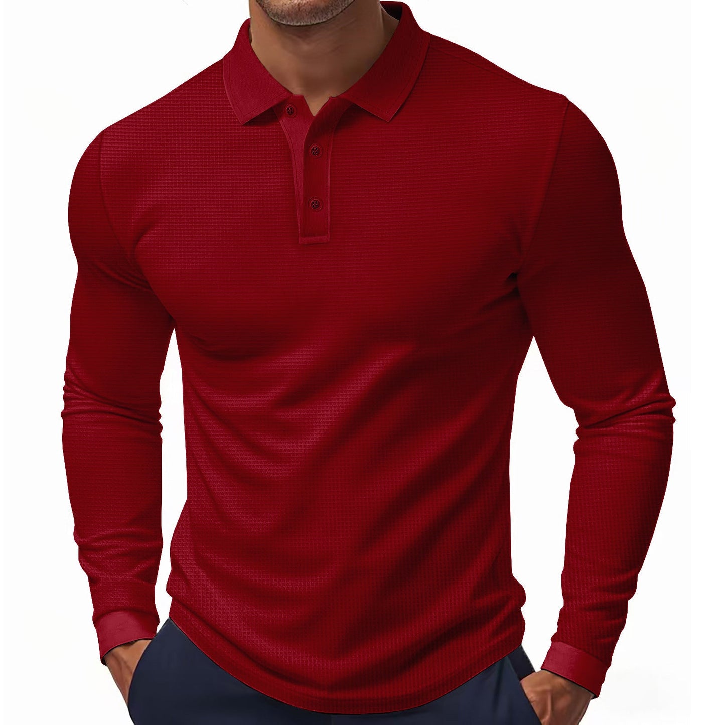 Herren Langarm-Polohemd im strukturierten Design mit modernem Schnitt Berg-Feldt