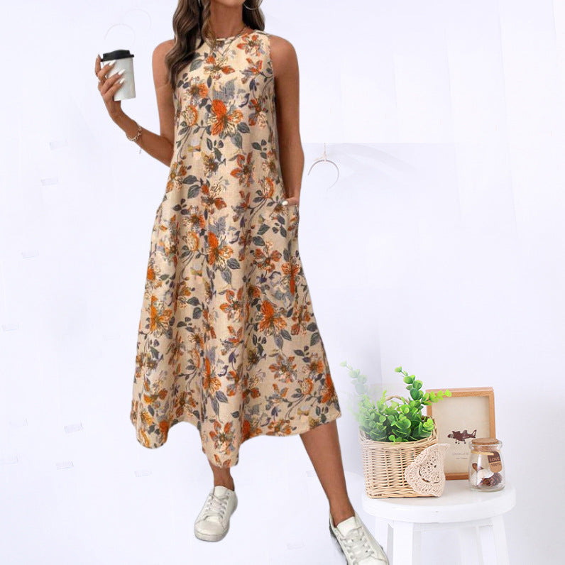 Robe midi à motif floral et poches latérales, par berg-feldt pour femme