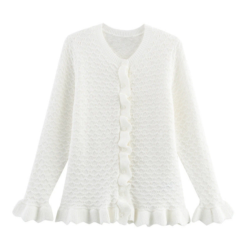 Damen Strickjacke mit Rüschendetails und Knopfleiste Berg-Feldt