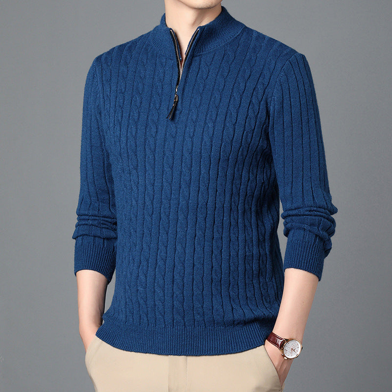 Pull en maille de qualité supérieure pour homme avec fermeture éclair moderne et structure détaillée Berg-Feldt