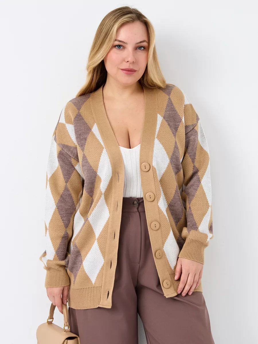 Gilet femme Berg-Feldt boutonné à motif losanges