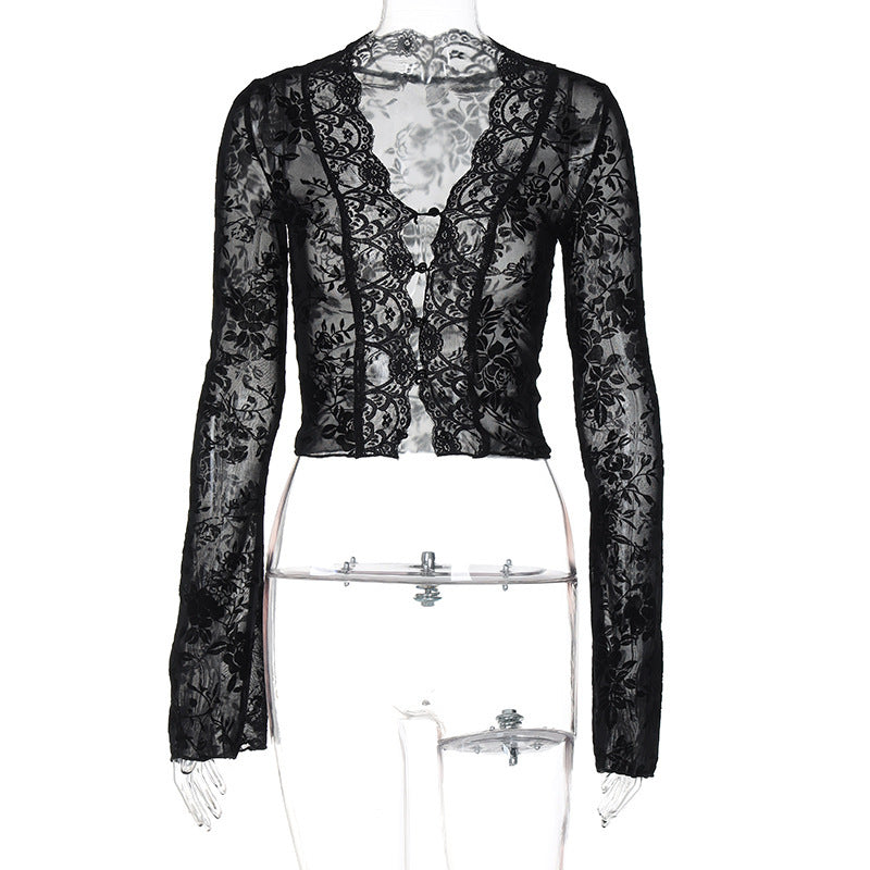 Elegantes Damen-Oberteil mit Spitze, langen Ärmeln und besonderem Detail von berg-feldt
