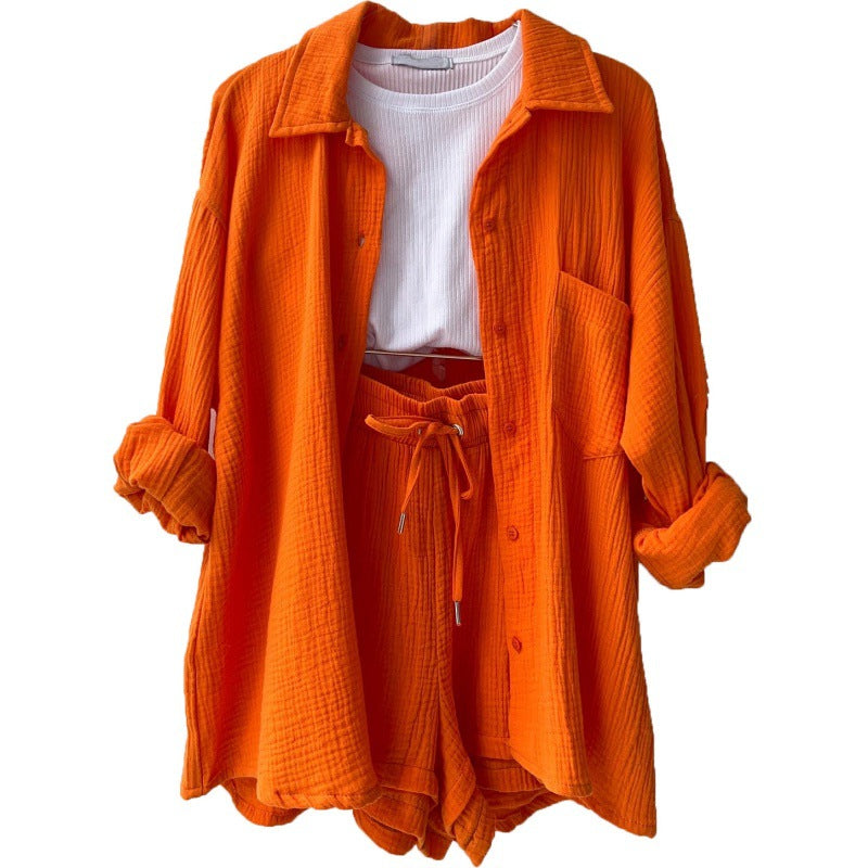 Ensemble décontracté pour femme : veste chemise à manches courtes et short de berg-feldt