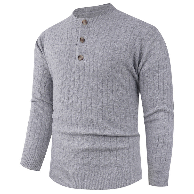 Herren Grobstrickpullover mit modernem Schalkragen und Knopfdetails Berg-Feldt