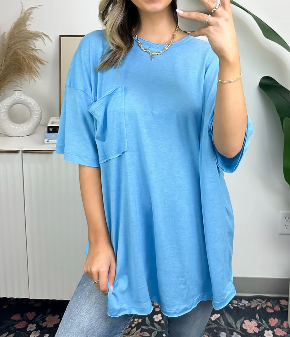 T-shirt femme Berg-feldt, coupe décontractée, avec poche