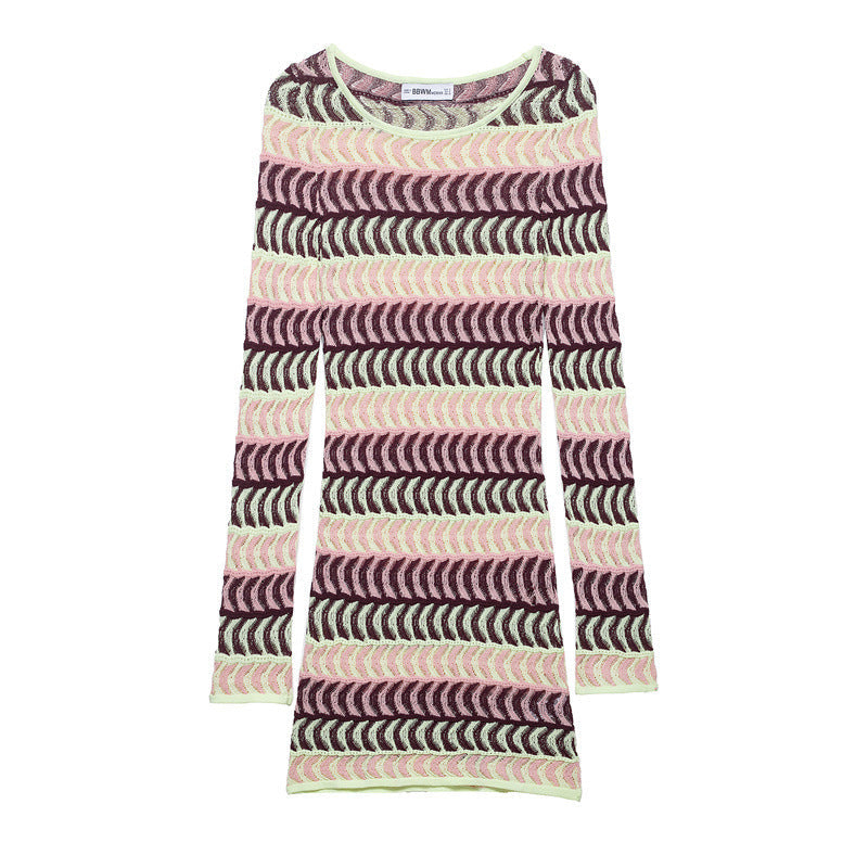 Robe longue en tricot texturé à manches longues Berg-feldt pour femme
