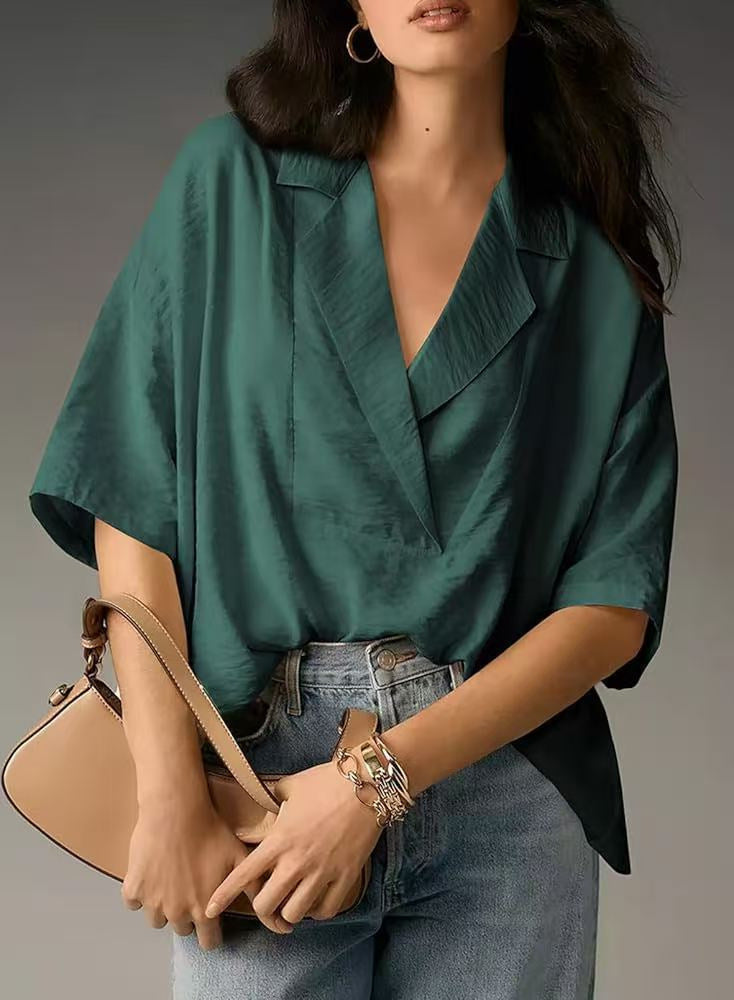 Berg-feldt Blouse cache-cœur pour femme, Coupe oversize