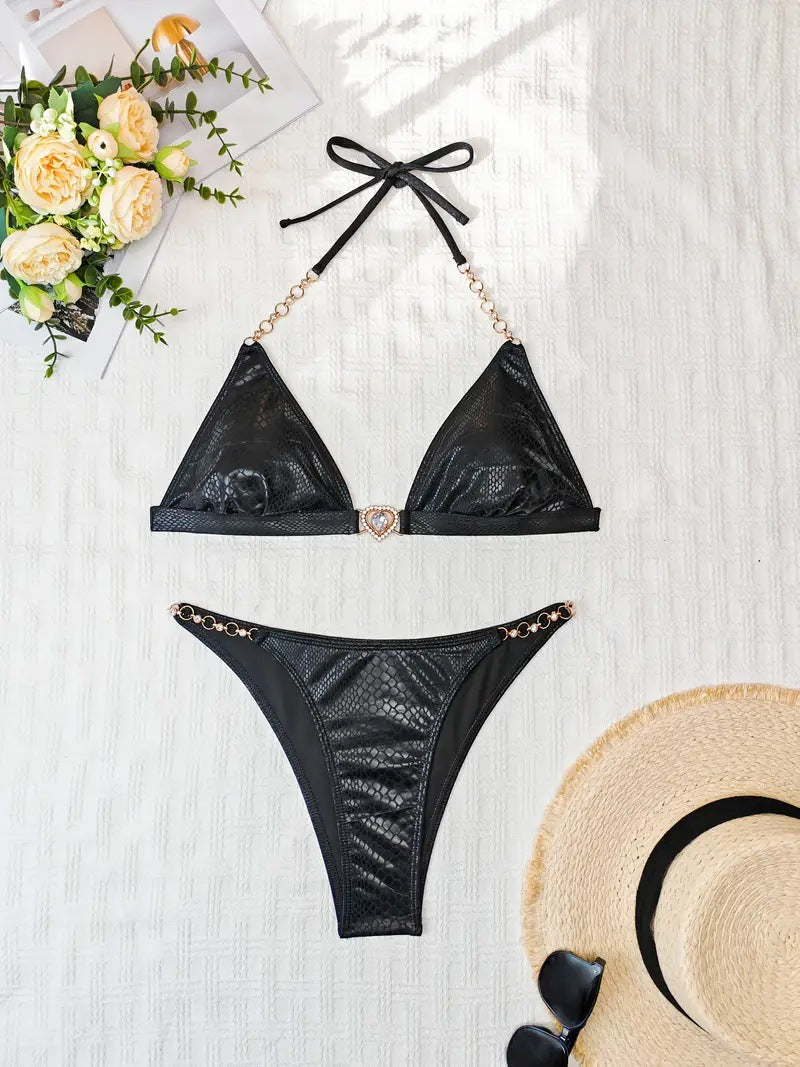 Ensemble bikini triangle avec détail chaîne, femme, berg-feldt
