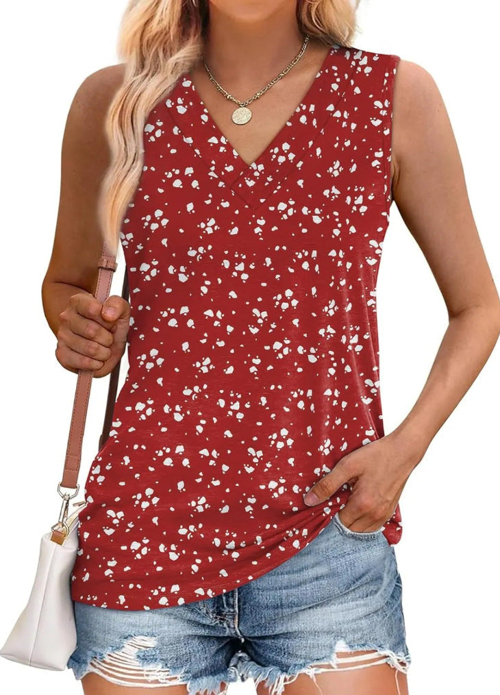 Blouse femme, sans manches, col en V, imprimé floral, berg-feldt