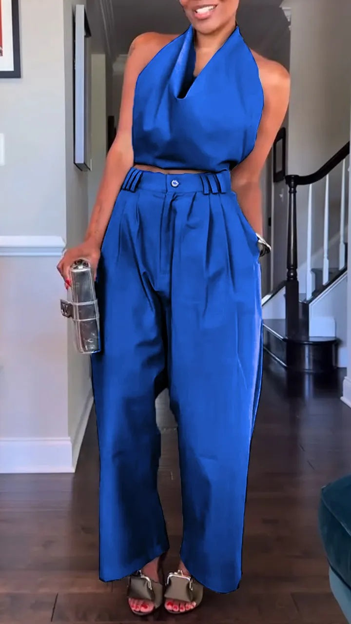Combinaison en satin dos nu et pantalon cintré pour femme Berg-Feldt