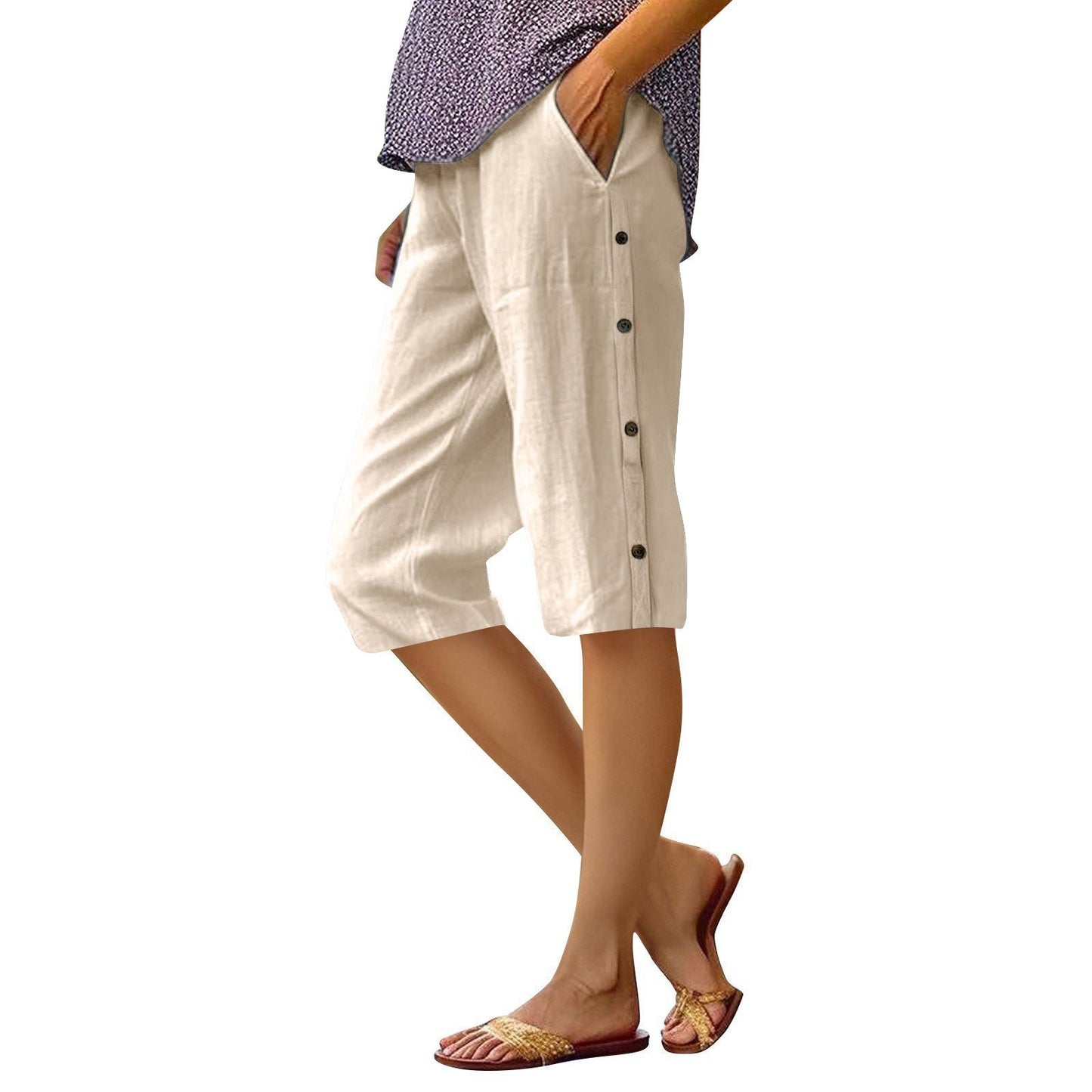 Shorts chino pour femme avec poches latérales et boutons décoratifs élégants par berg-feldt