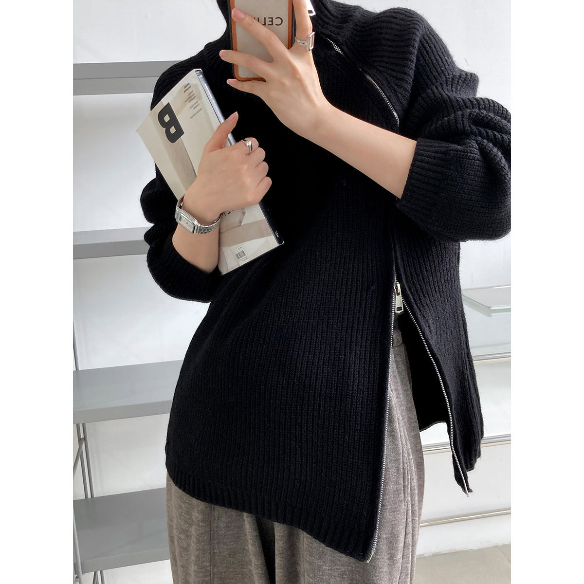 Berg-Feldt | Übergröße Gestrickter Damenpullover mit Kragen