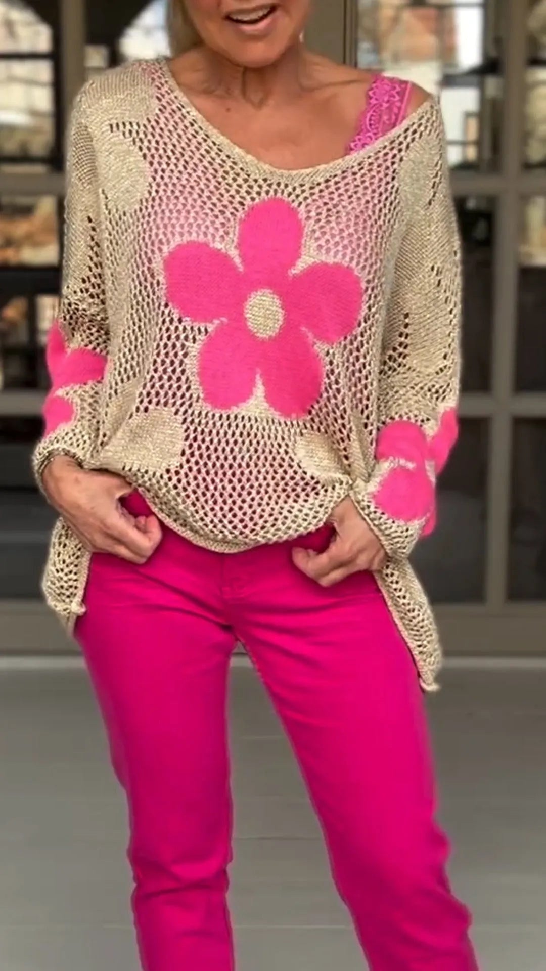 Women's Floral Crochet Sweater berg-feldt