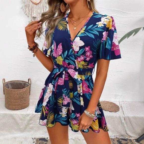 Robe à fleurs pour femme avec col en V flatteur et manches amples (berg-feldt)