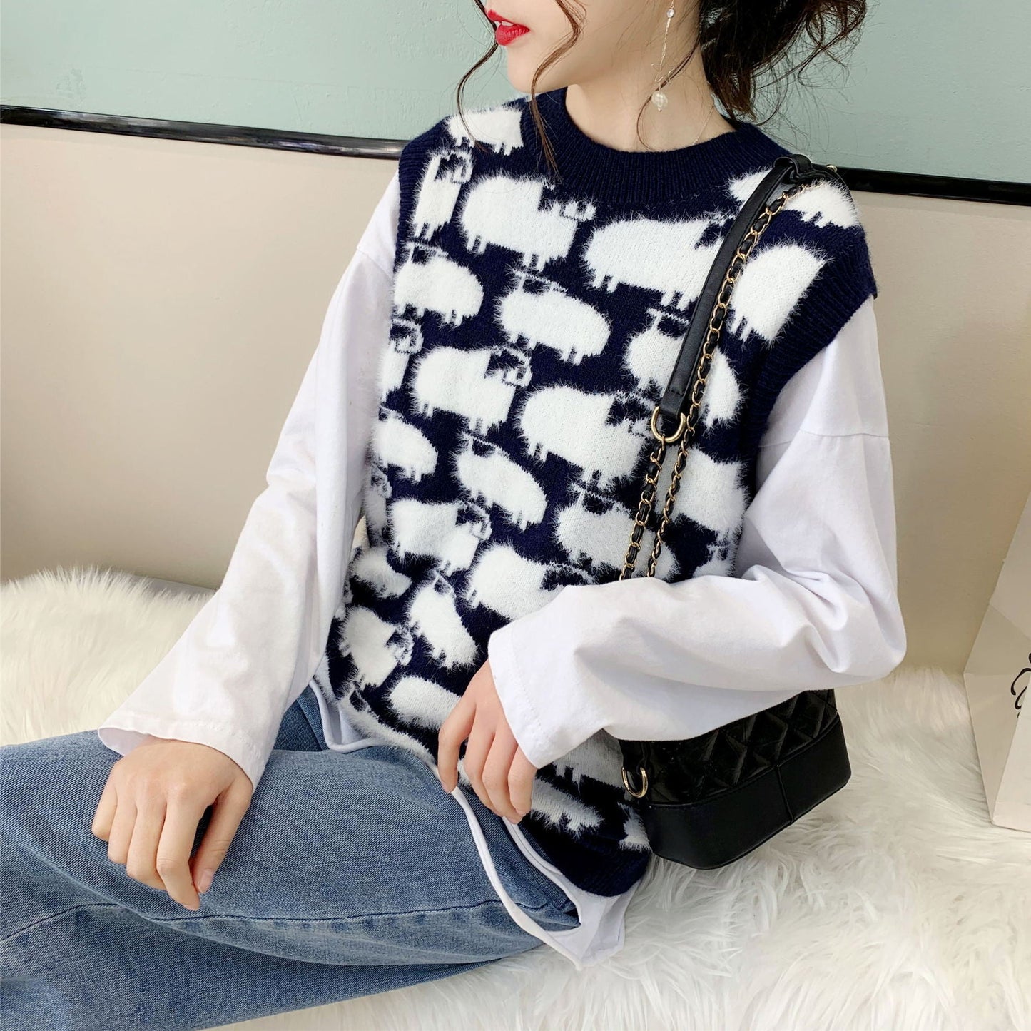 Pull en maille pour femme avec motif animalier fantaisie et coupe décontractée Berg-Feldt