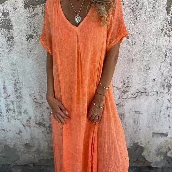 Robe Aurea en coton et lin à col en V