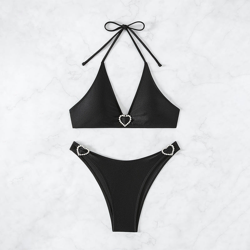Haut de bikini triangle et bas de bikini taille haute avec cœurs Berg-Feldt pour femme