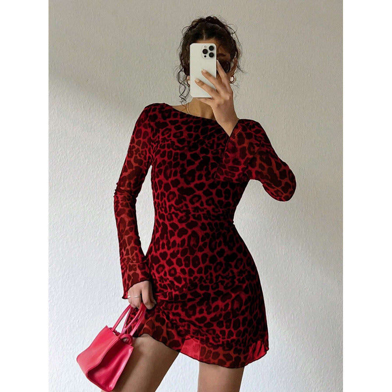Robe courte léopard transparente berg-feldt pour femme
