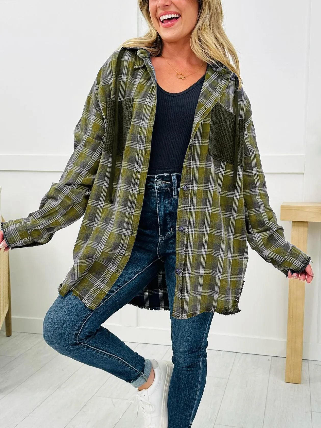 Chemise à carreaux en flanelle Berg-feldt pour femme, coupe ample