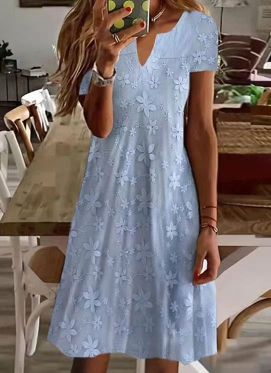 Robe chemise pour femme avec col en V brodé floral de berg-feldt