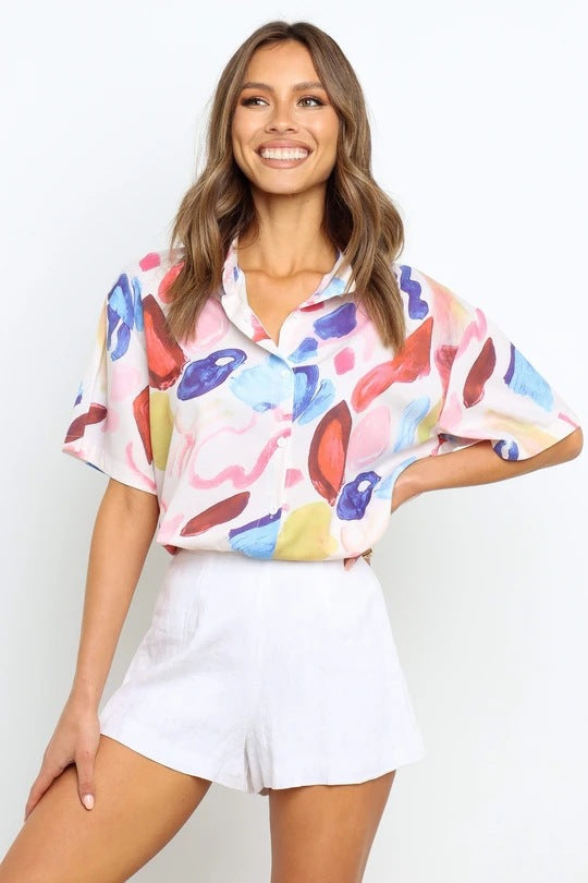 Chemise à manches courtes et imprimé abstrait berg-feldt pour femme