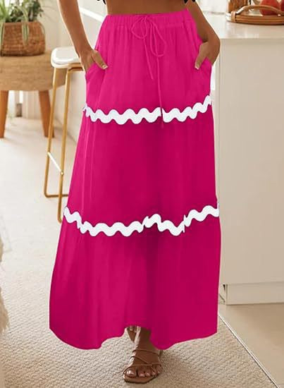 Robe mi-longue pour femme Berg-Feldt avec taille élastique et volants