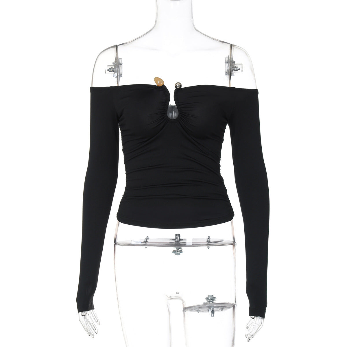 Elegantes Damen-Oberteil mit Raffung, langen Ärmeln und Off-Shoulder-Ausschnitt (berg-feldt)