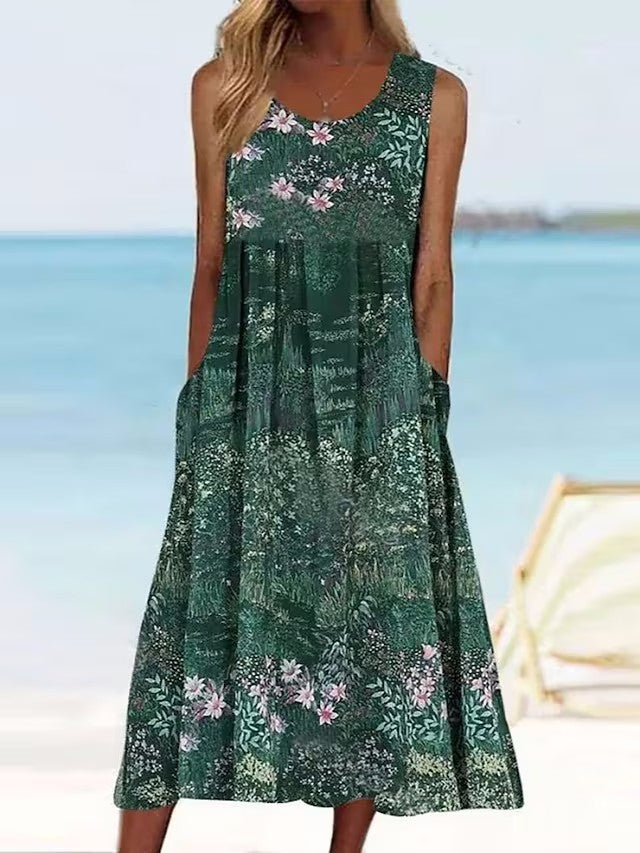 Maxikleid für Damen, ärmellos, Blumenmuster, mit Taschen von berg-feldt