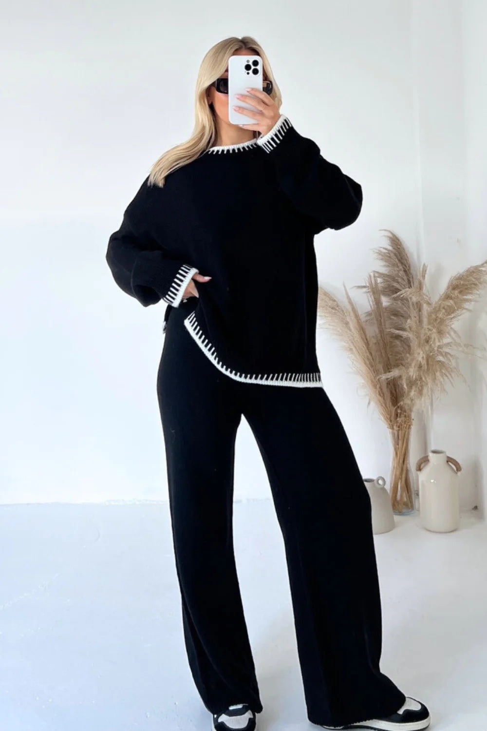Ensemble tricoté grande taille pour femme avec détails contrastés Berg-Feldt
