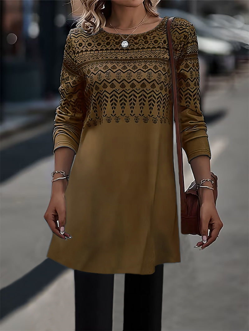 Tunique-robe élégante pour femme à motif géométrique et manches 3/4 de berg-feldt