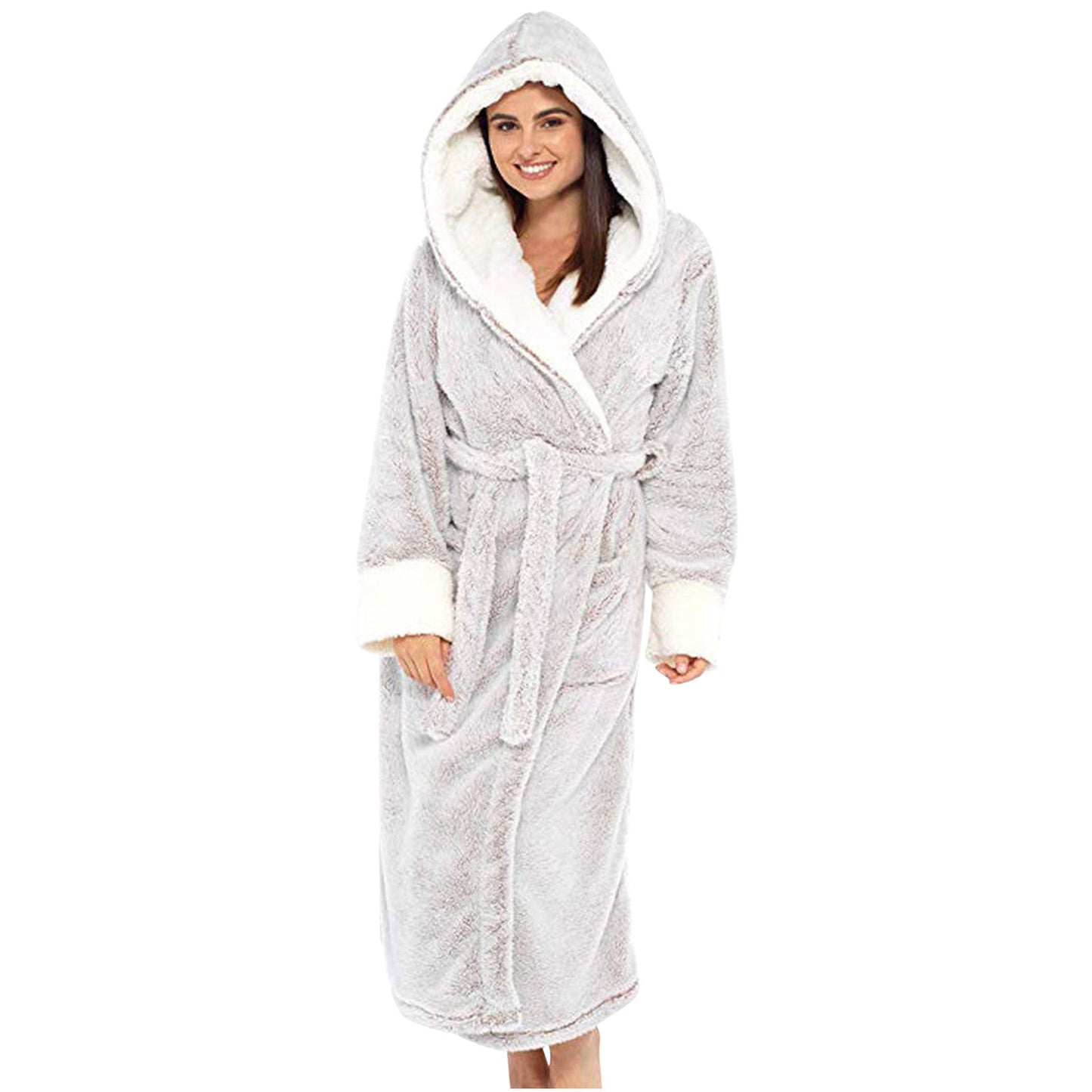 Robe de chambre douillette en polaire avec capuche et ceinture Berg-Feldt pour femme