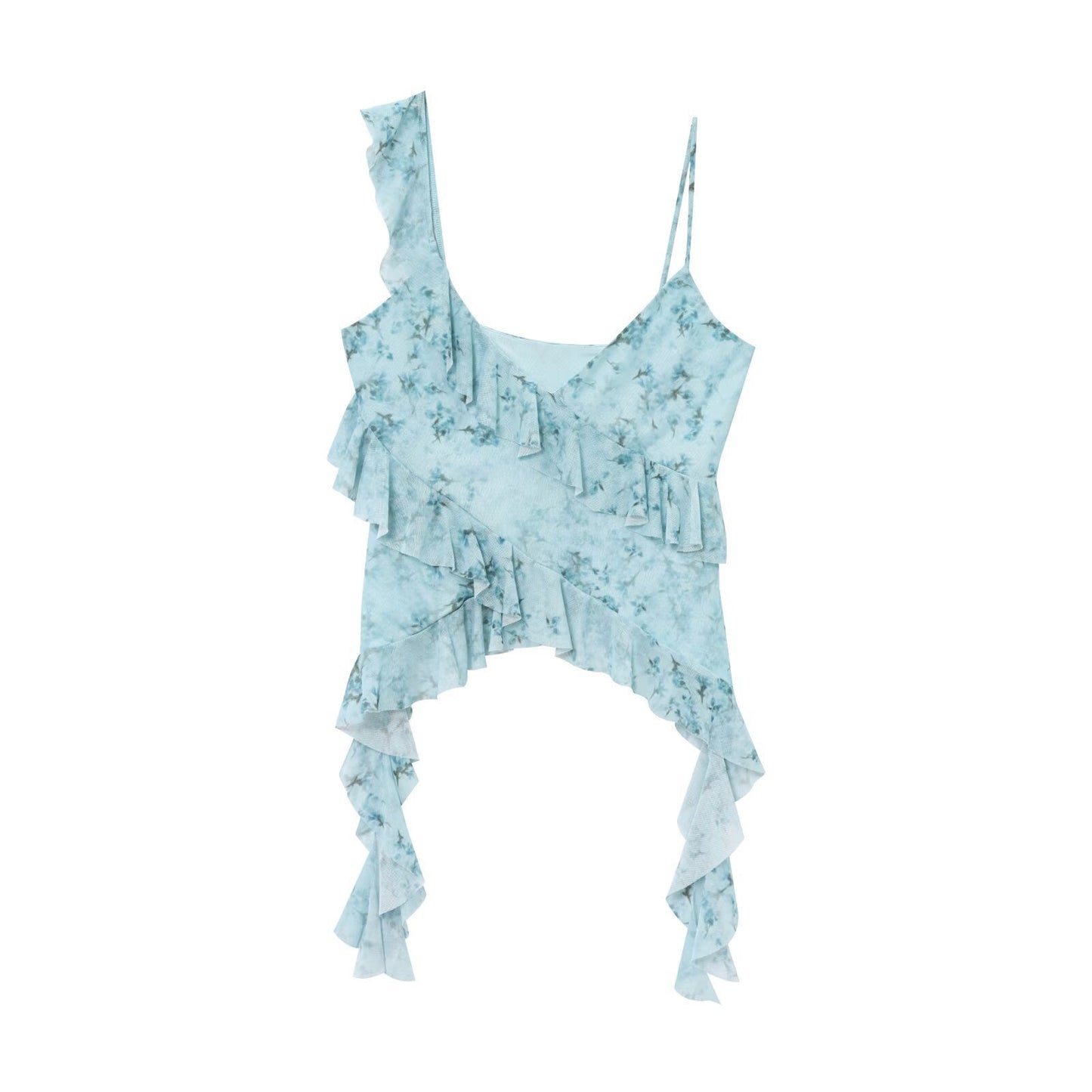 Haut asymétrique à volants léopard Berg-Feldt pour femme