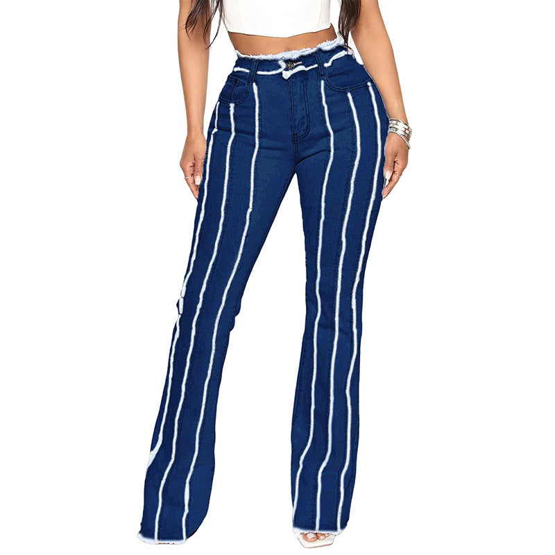 Frauen Jeans mit Schlag und senkrechten Streifen von berg-feldt