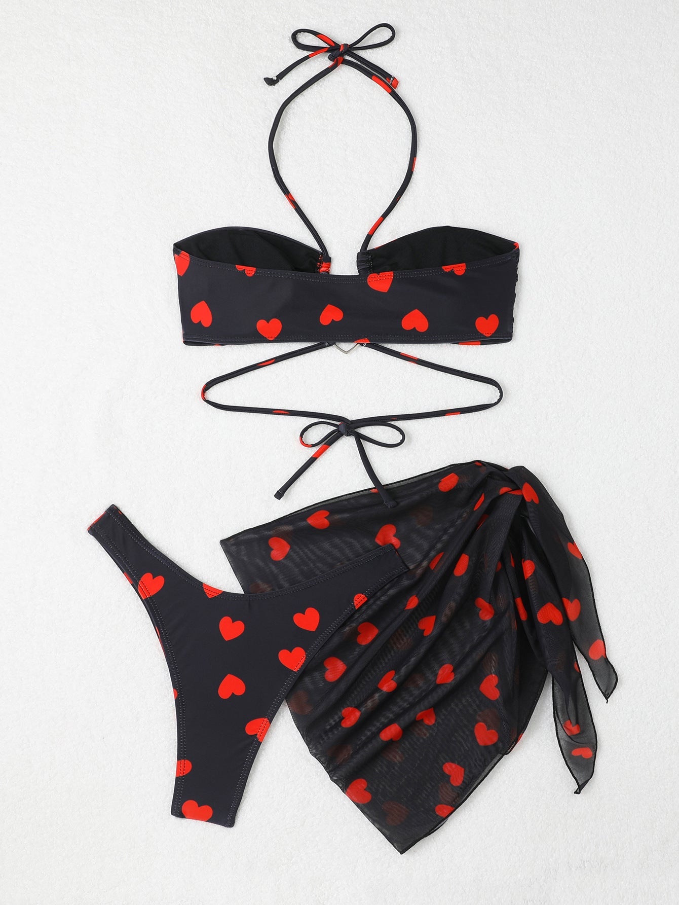 Ensemble de bikini à imprimé cœur et cache-maillot transparent par berg-feldt pour femme