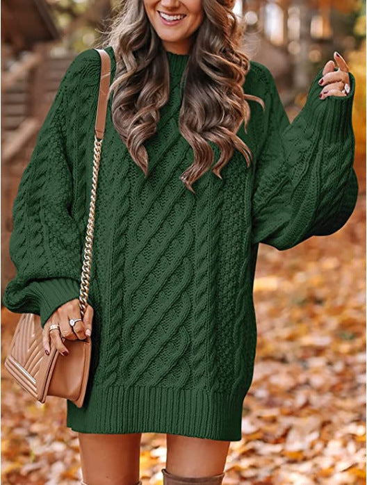 Women's chunky knit sweater with voluminous sleeves and decorative cable pattern Berg-Feldt